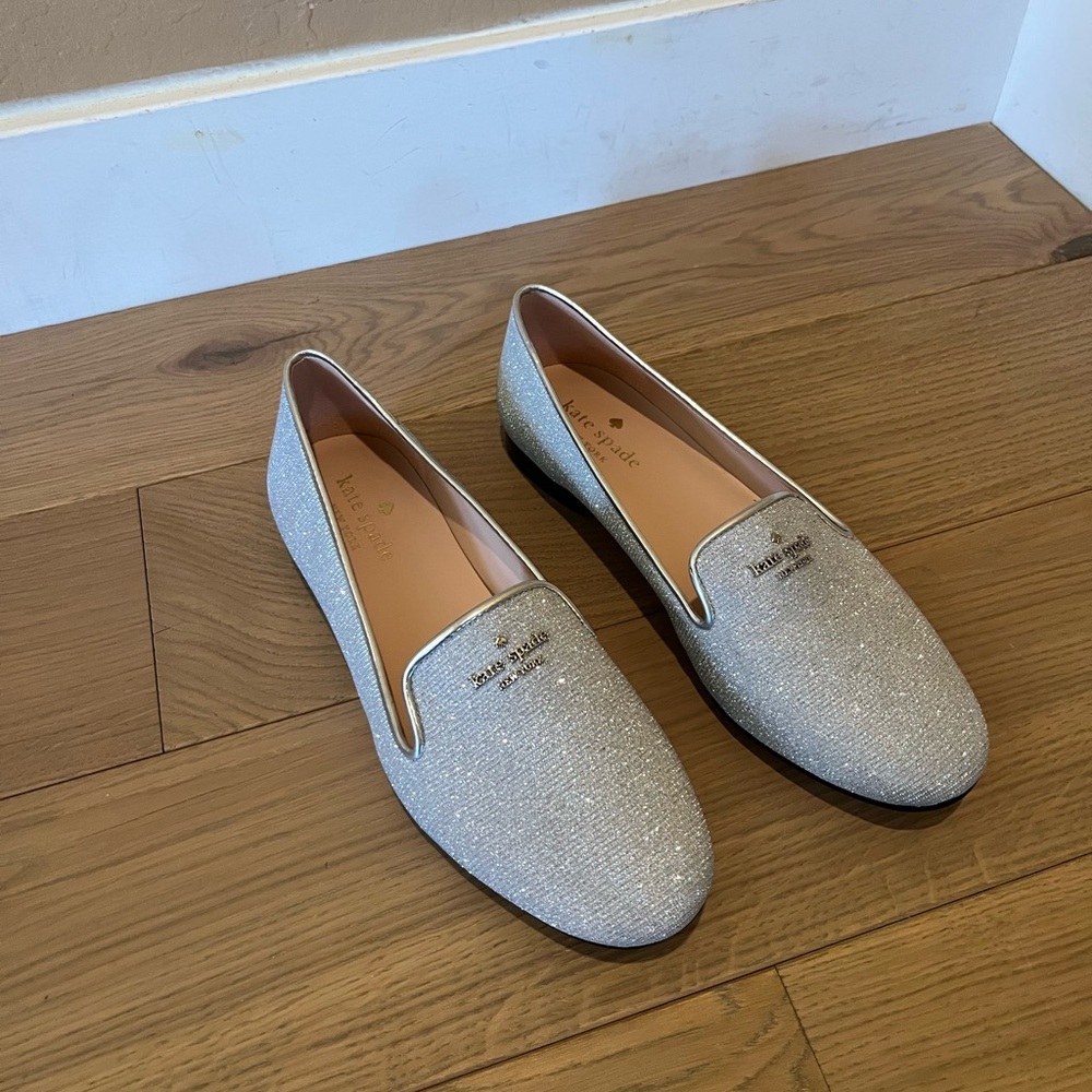 Kate Spade ♠️ New York Silver Sparkle Claudia Flat